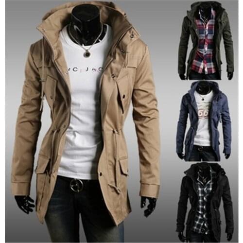 New Hot Sale Men Autumn Winter Double windbreaker Collar Coat Sweater Brand High neck warm fashion drop ship Wind proof clothes