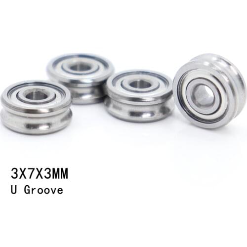 Outer Ring With U-groove Bearing 3*7*3 mm 4PCS Wire Cable Pulley Bearing Walking Heavy Pulley Crane U Groove Wheel Bearings