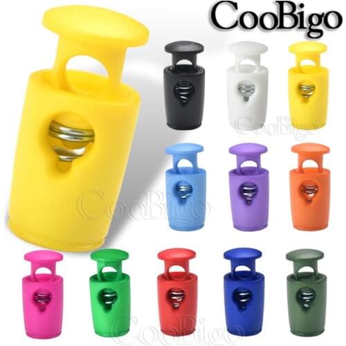 50pcs/pack Colorful Cord Lock Stopper Cylinder Barrel Plastic Toggle Clip for Paracord Lanyard Rope DIY Accessories 18.5x8.5 mm