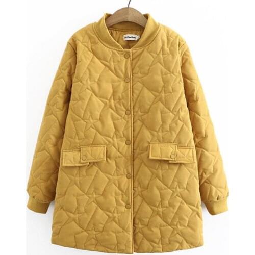 Oversize Womens Winter Padded Jacket New 2020 Loose Geometry Quilted Embroidered Long Cotton Coat