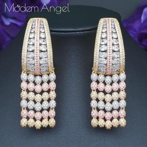 ModemAngel trendy Geometric square Hoop Earrings Women Accessories Full Cubic Zirconia Earrings Jewelry pendientes mujer moda