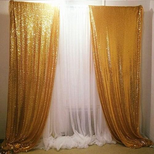 Gold Dark Gold Sequin Backdrops Party Wedding Photo Booth Background Decor Sequin Curtains Drape Panels