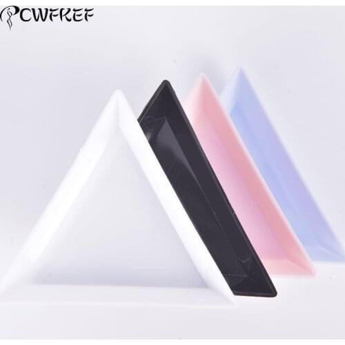 10Pcs Triangle Plate Tray Rhinestone DIY Nail Art Decoration Dotting Tool