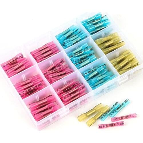 200pcs/Sets Waterproof Seal Heat Shrink Butt Connectors Mixed Sleeve Tube Electrical Wire Splice Cable Crimp Terminals Kit