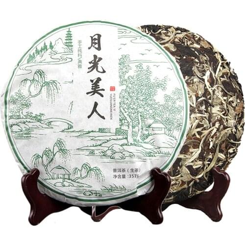 2018 Moonlight White Beauty Ancient Arbors of Jingmai Mountain White Raw 357g