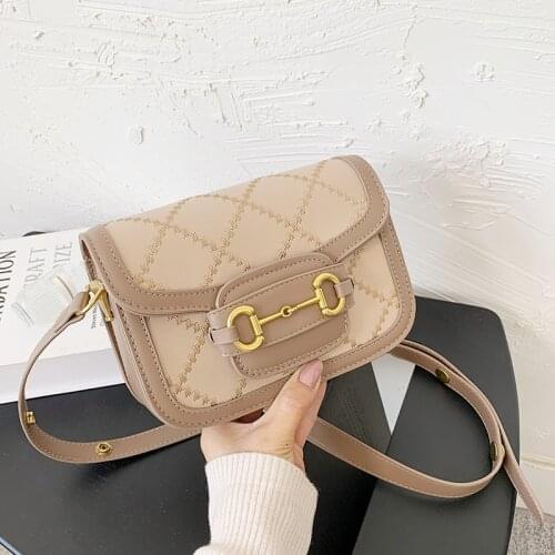 2021 Luxury Designer Woman Horsebit Bags Retro PU Leather Small Square Shoulder Crossbody Bag