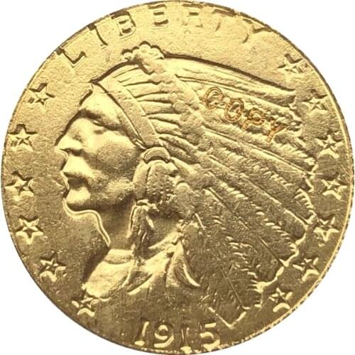 24-K gold plated 1915 $2.5 GOLD Indian Half Eagle Coin Copy