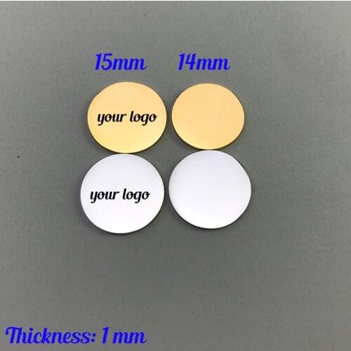 30pcs 8mm 10mm 14mm 15mm 20mm 25mm Round Disc Logo Disc Stainless Steel Round Charm without hole