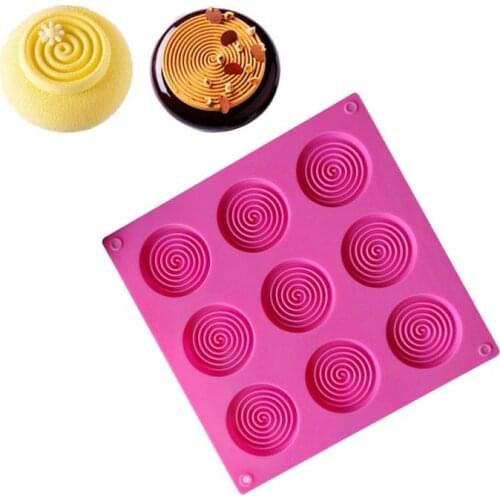 9 Holes 3D Chocolate Mold Big Spiral Textured Fondant Silicone Mould Cake Mold Chocolate Insert Cookie Cake Decoration Tools
