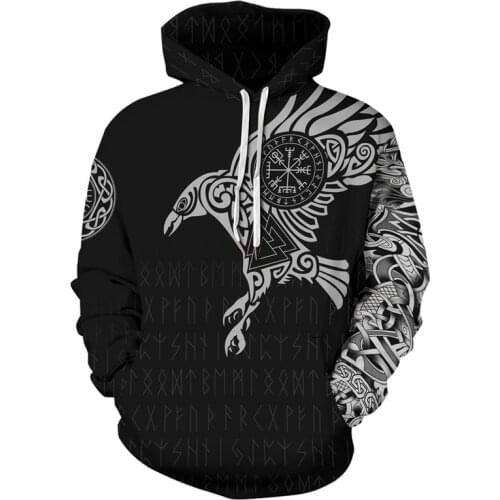 3D Novelty Hoodie Men Women Children Boys Girls Vikings Tattoo Printed Hooded Sweatshirt Pullover Hoodies Sweatshirts Tops