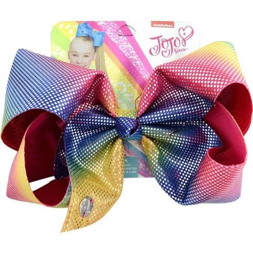 8" Rainbow JoJo siwa Bow With Hair Clip For Kids Handmade Boutique Knot Jumbo Hair Bow Hairgrips Hair Accessories Dacing Girl
