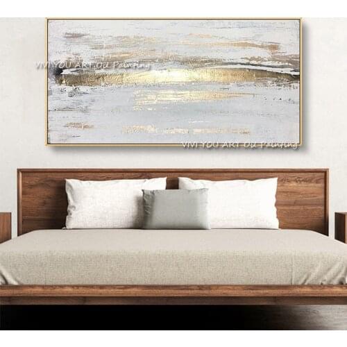 Handmade Abstract Gold Sea Cloud Canvas Painting Nordic Modern Canvas Art Fashion Wall Art Picture Hotel Decorative Painting