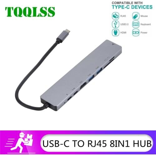 TQQLSS USB HUB C HUB HDMI Adapter 8 in 1 USB C to USB 3.0 Dock for MacBook Pro Accessories USB-C Type C 3.1 Splitter USB C HUB