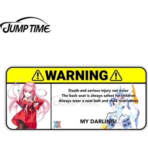 Jump Time 13 x 5.2cm Darling in the FRANXX Warning Anime Car Stickers Decal Vinyl Japan Waterproof Bumper Doors Windows Decor