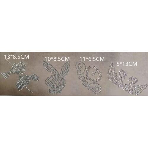 4PC/lot Bird bunny hot fix rhinestone applique iron on applique patches iron on crystal transfers for shirt bag