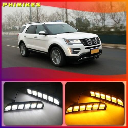 Car Led Drl For Ford Explorer 2016 2017 2018 Daytime Running light Turn Drl Front Bumper Driving Fog Lamp Blink Flashing Dayligh