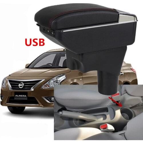 Car Armrest For Nissan VERSA Sedan Latio Sunny 2012-2020 Armrest Storage Box Renault Scala Rotatable 2013 2014 2015 2016 2017
