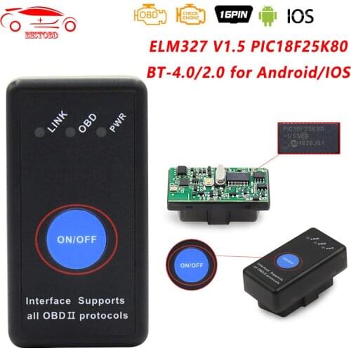 ELM327 V1.5 OBD2 BT-wireless PIC18F25K80 Auto scanner For Android/IOS Code Reader OBD 2 OBD2 ELM 327 V 1 5 Car diagnostic Tool