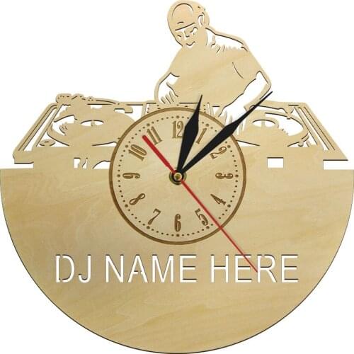 DJ Your Name Custom Design Decorative Wall Clock Music Fans Singing and Dancing Wall Art Wooden Clock Silent Sweep Clock