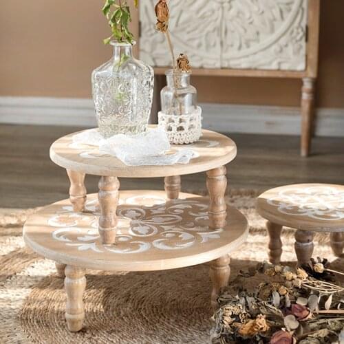 Decorative Vintage Hand Carved Wood Pallet Display Riser