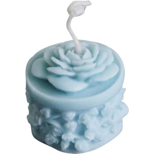 3D Rose Flowers Candle Mold Valentines Day Round Cylinder Silicone Molds Flower Ball Scented Candle Soap Mould