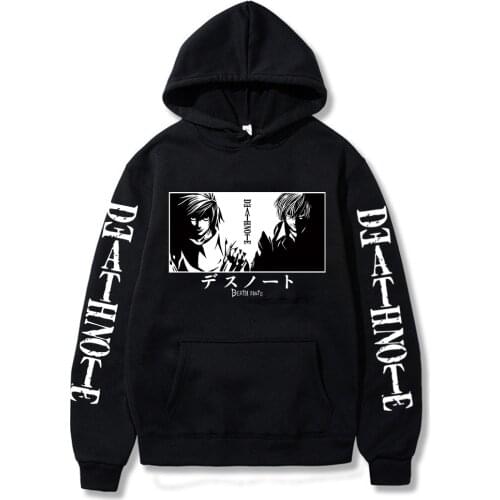 Hot Death Note Kira Ryuk L Lawliet Printed Hoodies Hip Hop Streetwear Men Women Anime Hooded Sweatshirt Pullover Hoodie
