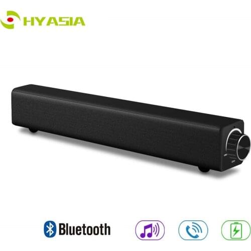HYASIA Free Shipping Wireless Speaker Bluetooth 4.2 Soundbar TV Home Theater Sound System Portable Subwoofer Loudspeaker Black