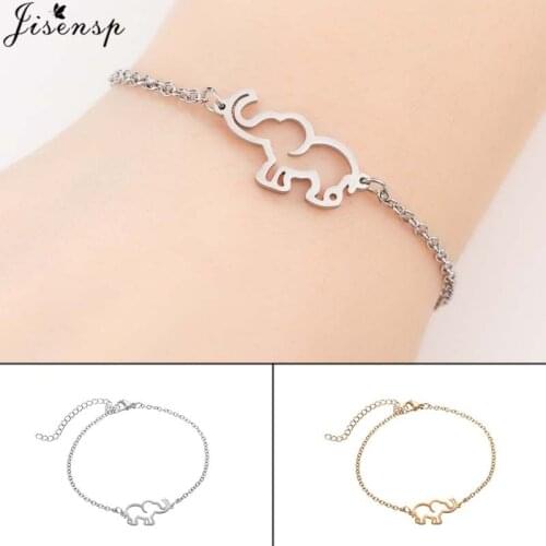 Jisensp Hollow Elephant Stainless Steel Adjustable Simple Bracelets Lovely Animal Wholesale Bracelet Gifts for Women accessories