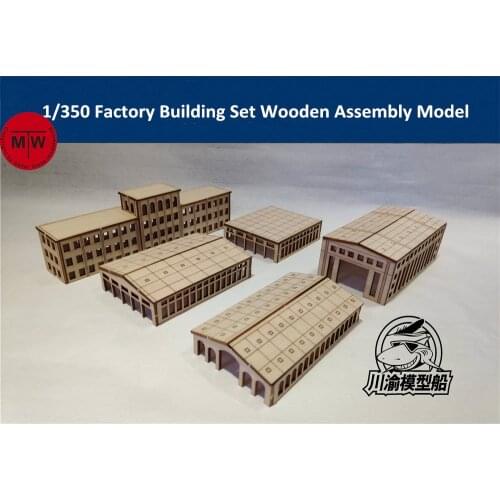 1/350 Scale Factory Building Set Harbor Shipyard Dockyard Diorama Scene DIY Wooden Assembly Model Kit TMW00021