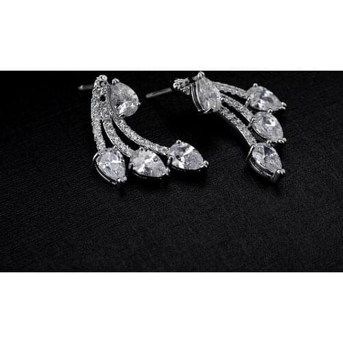 Fashion trendy accessories brincos AAA cubic zironia 3 claw water drop stone stud earring for women jewelry small size