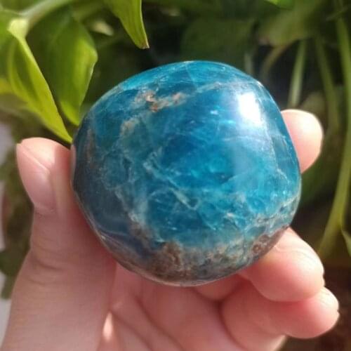 MOKAGY Natural Polished Gem Blue Apatite Palm Healing Massage Stones for Decoration 1pc