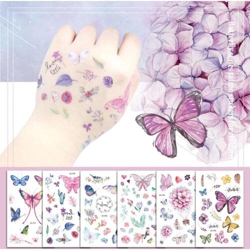 Cartoon Unicorn Butterfly Tattoo Sticker For Children Birthday Gift Cute Fake Taty Kids Body Art Waterproof Temporary Tattoos