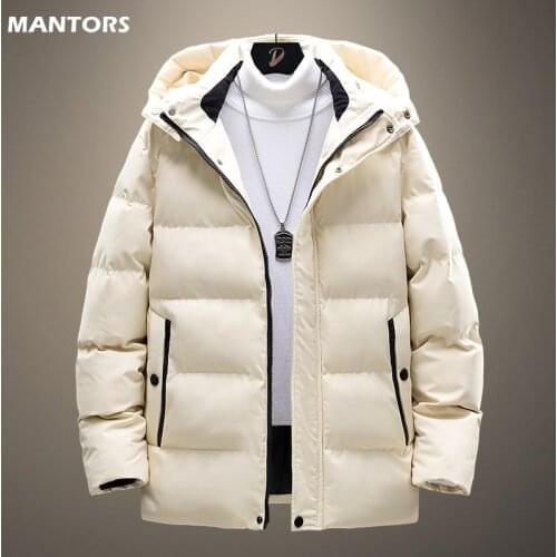2021 Winter Cotton Coat Men Thick Warm Jacket Outerwear Male Korean Hat Detachable Mens Jacket Streetwear Mens Tops Zipper New