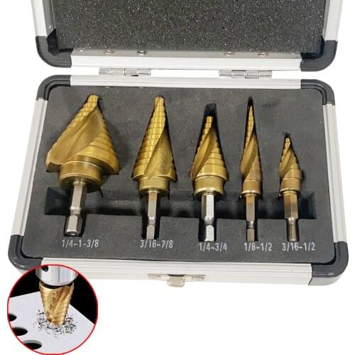 HSS Cobalt Cone Step Drill Bit Set Metal/Wood Drilling Tool Spiral/Straight Groove Titanium Coated Core Hole Cutter Opener