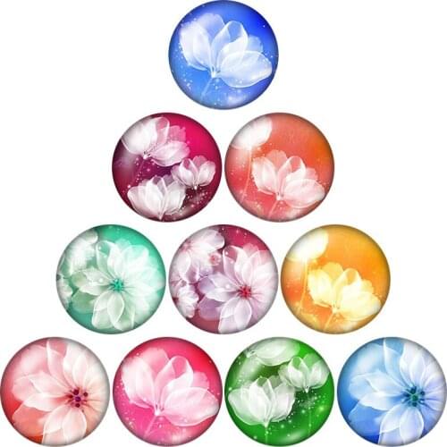 New Colorful Flowers daisy 10pcs mixed 12mm/16mm/18mm/25mm Round photo glass cabochon demo flat back Making findings