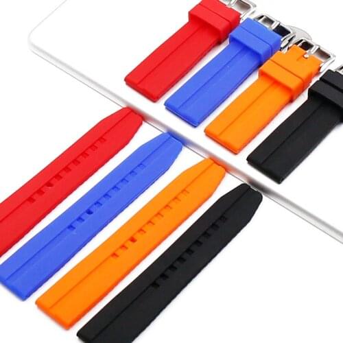 Outdoor sports silicone strap men 22mm pin buckle rubber strap watch accessories waterproof watch strap band