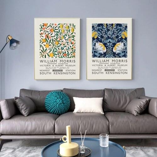 William Morris Poster Flower Leaf Canvas Painting South Kensington Art Print Exhibition Wall Picture For Living Room Home