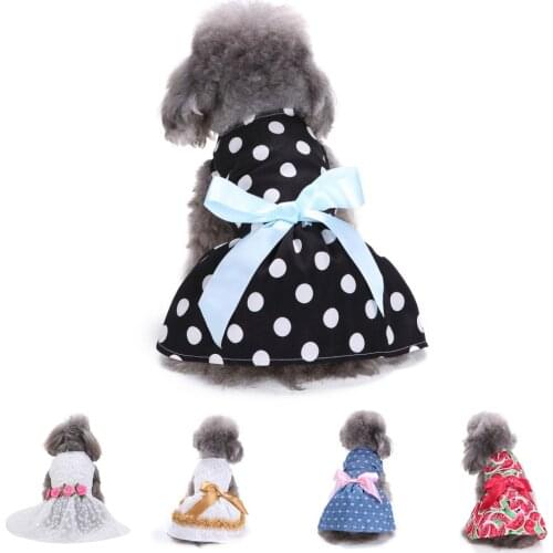 Dog Dresses Pet Princess Skirts with Ribbon Bowknot, ​Sundress for Small Dogs Cats, Pet Apparel Clothes ​Doggie Costume