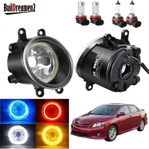 Angel Eye Fog Light Assembly For Toyota Corolla 2007-2015 Car 20W Front Bumper Fog Light Halo Ring Daytime Running Lamp H11 12V