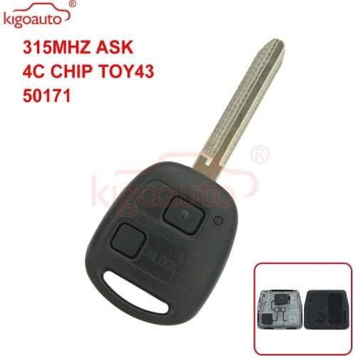 Kigoauto Denso( not Valeo) car key fob 315mhz 4C chip Remote key 2 button TOY43 for Toyota Land Cruiser FJ Cruiser 1998-2011