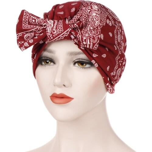 New printed detachable movable bow, cashew flower Muslim toe cap, Indian turban cap
