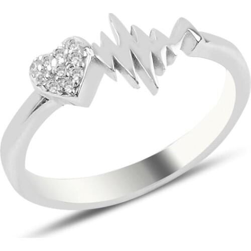 Silver 925 Sterling Heart Ritmi Zircon Stone Ring
