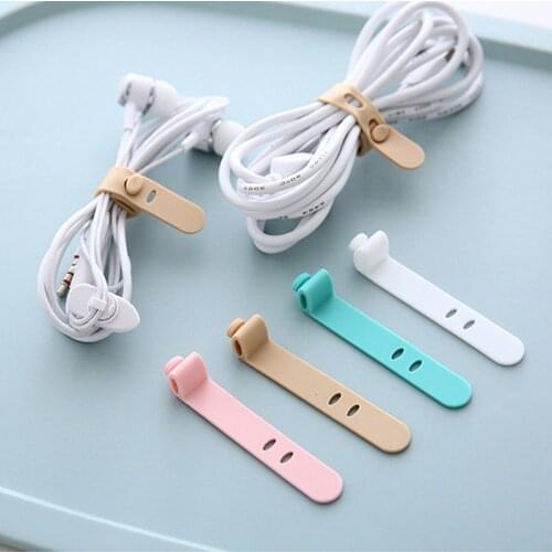 1PC 6.5*1*1.2cm Silicone Data Cable Organizer Headphone Cord Finishing Buckle Wrap Tie Strap