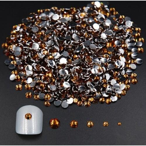 Mixed Sizes 2000pcs Coffee Color 3D Nail Art Diamante Nail Tools Decorations Glitter Rhinestones For Nail Jewelry Tips