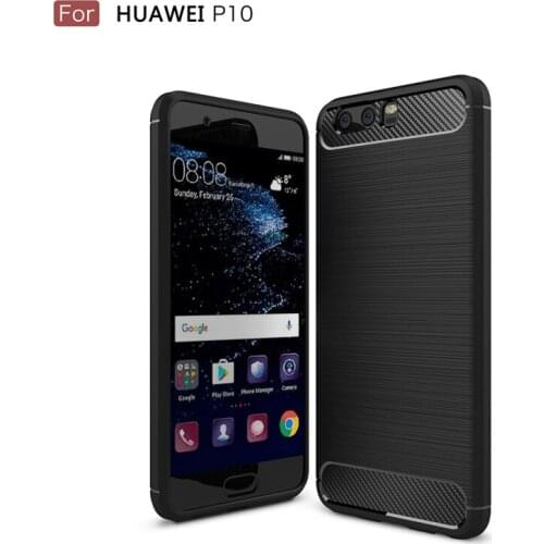 TPU Silicone Anti-knock bumper case for huawei p10 case soft Carbon Fiber 3D Textureback cover bumper for huawei P 10 2017 shell