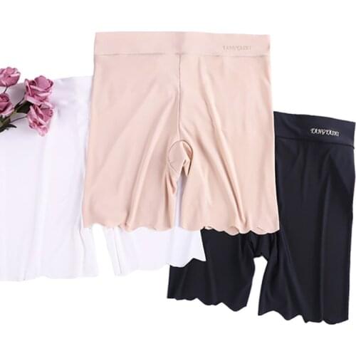 Women Safety Short Pants Big Size Ice Silk Seamless Female Boxer Boyshort Under Skirt Women Safety Pant