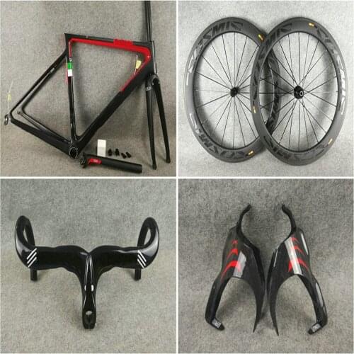 Customize logo V3RS Carbon Bike Frame Direct Mount Road frame + BOB 50mm Carbon wheelset Handlebar Bottle Cages