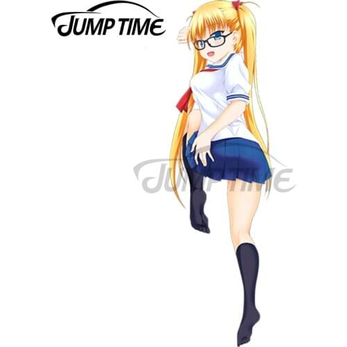 Jump Time 13 x 5.6cm Hot Girl Anime Oni Chichi for Akizuki Airi Render Car Window Bike Decal Rear Windshield Car Sticker JDM