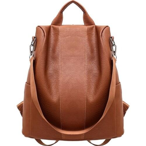 High Quality PU Leather Backpack Women Patchwork Casual Anti-Theft Backpacks JL