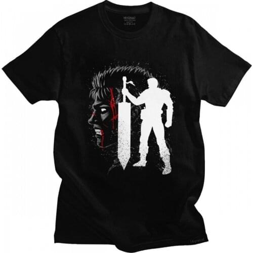 Japanese Streetwear Bloody Berserker T Shirt Men Short Sleeve Cotton Tshirt Guts Manga Swordsman Gatsu Zodd Anime Berserk Tee